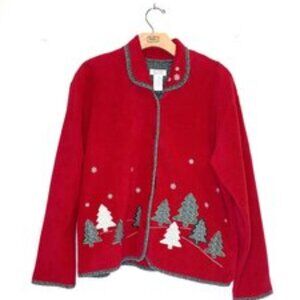 Christoper & Banks Button Up Christmas Cardigan